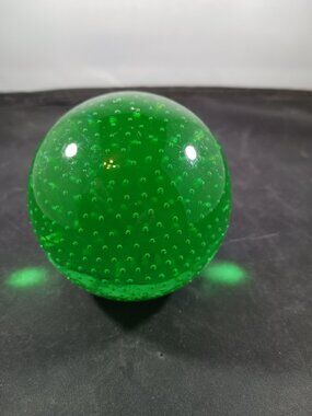Vintage Green Bubble Art Glass Paperweight